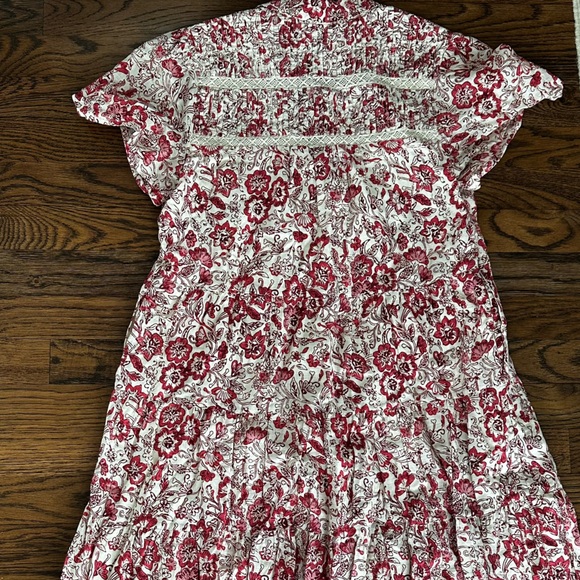 Anthropologie Georgina Mini Spring Boho Cotton Dress Pink Floral Trim - Picture 12 of 16